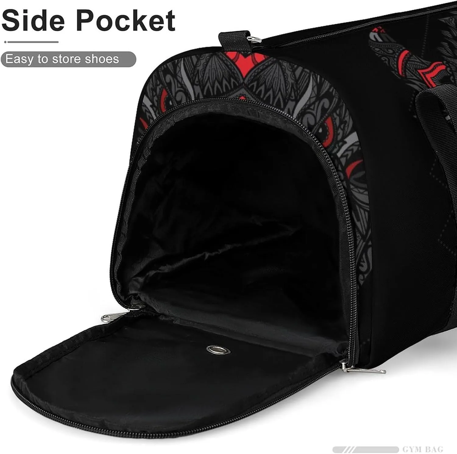 Ethnic Bison Heads Print Sports Tote Gym Bag for Women Men, Overnight Bag with Shoe Compartment Water Resistant