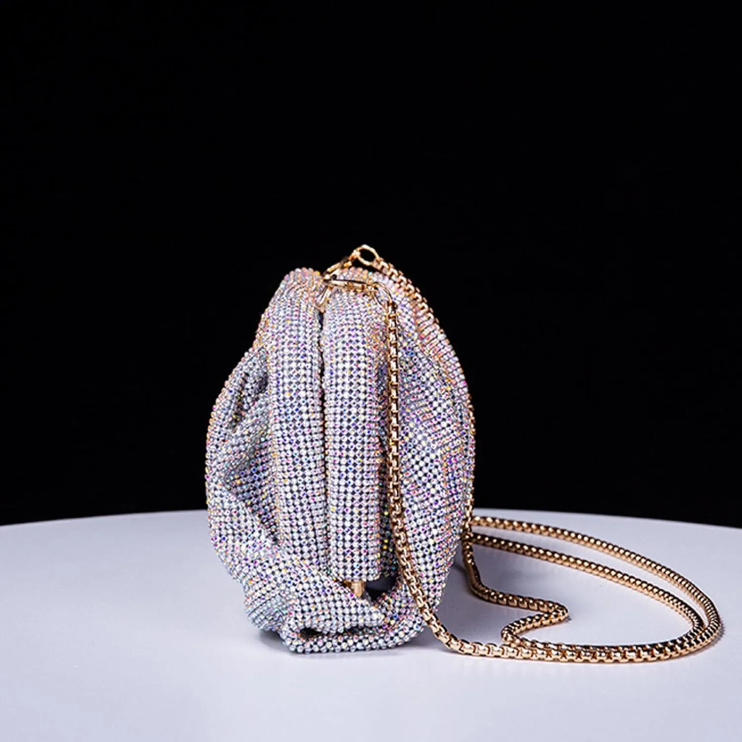 Evening Bag Pleated Lady Purse Banquet Wedding Clutches for Women Girl Cocktail Crossbody Shoulder Bag
