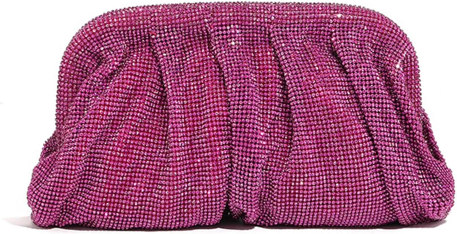 Evening Bag Pleated Lady Purse Banquet Wedding Clutches for Women Girl Cocktail Crossbody Shoulder Bag