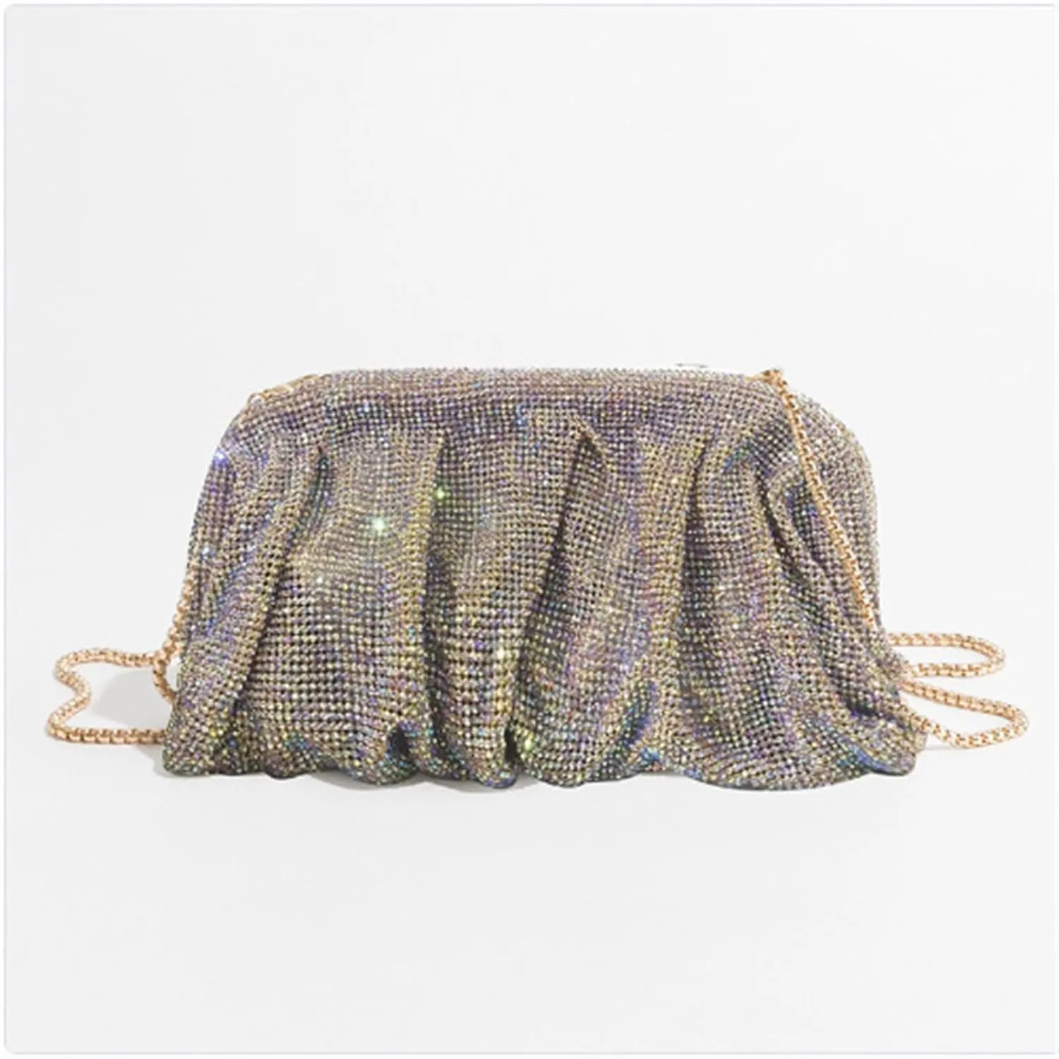 Evening Bag Pleated Lady Purse Banquet Wedding Clutches for Women Girl Cocktail Crossbody Shoulder Bag