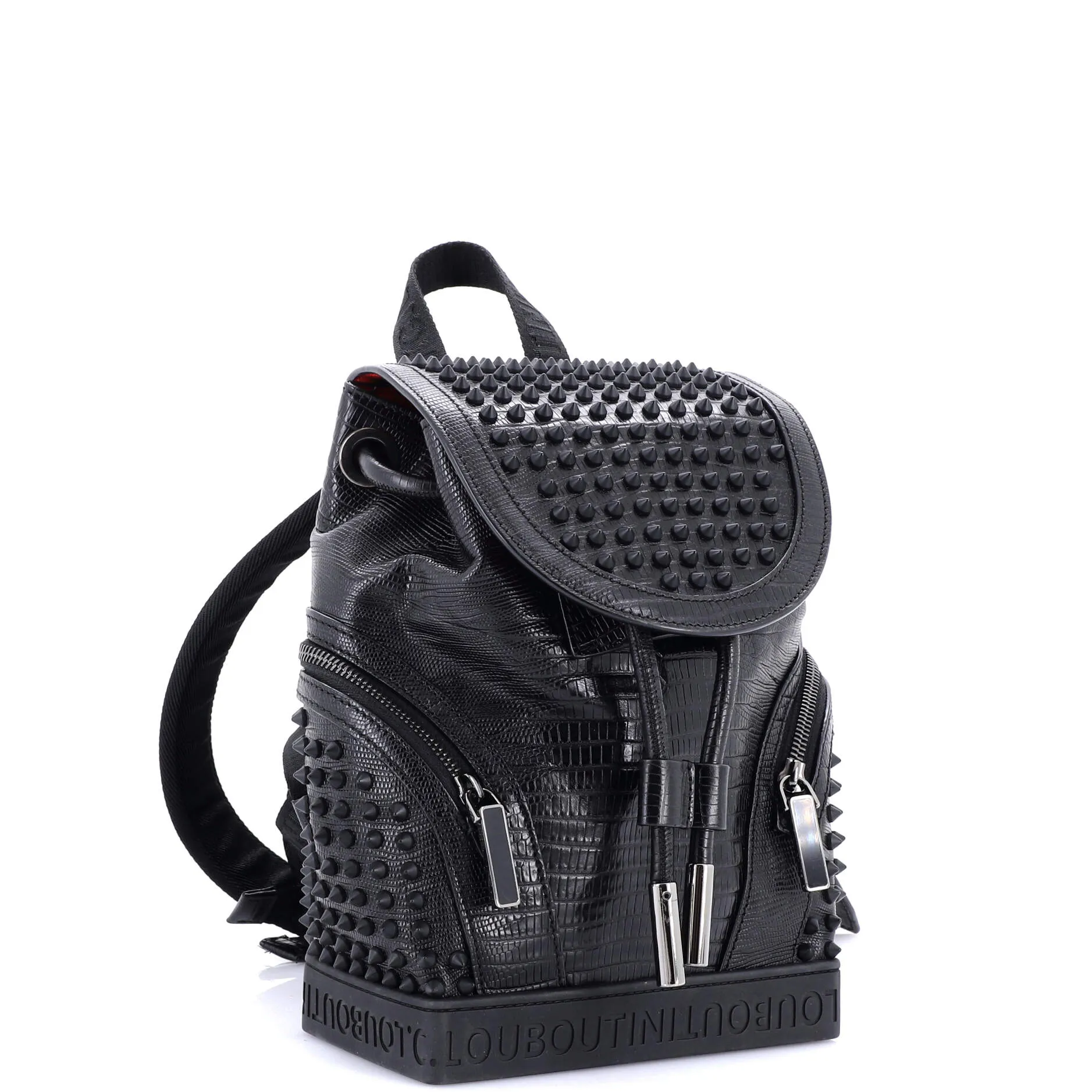 Explorafunk Backpack Crocodile Embossed Spiked Leather Small