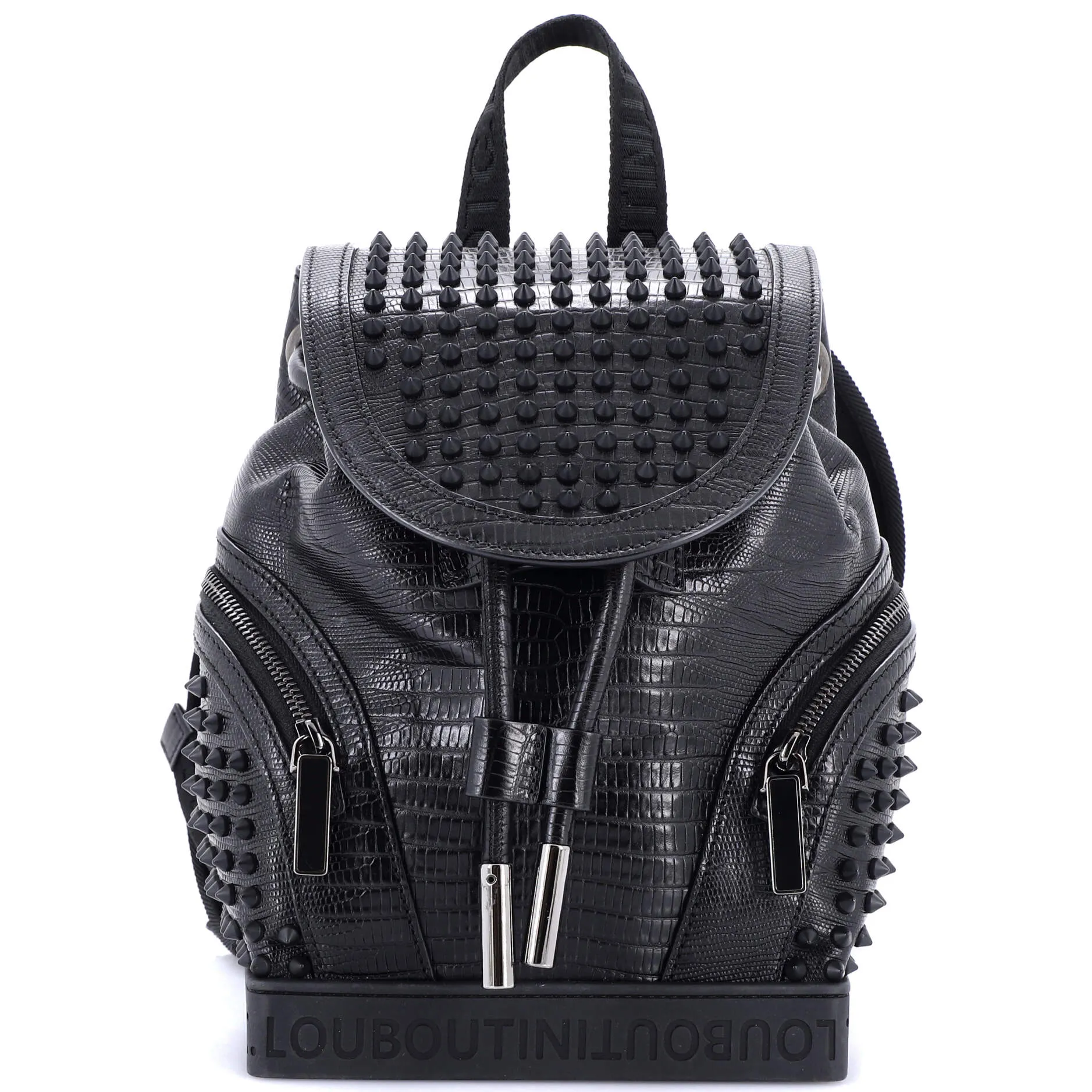 Explorafunk Backpack Crocodile Embossed Spiked Leather Small