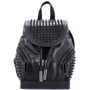Explorafunk Backpack Crocodile Embossed Spiked Leather Small