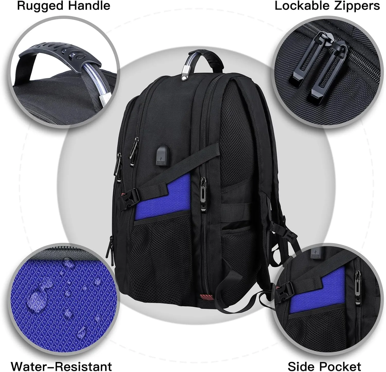 Extra Large Backpack, Travel Backpack, Sturdy TSA Water Resistant 17.3 Inch Backpacks with USB Port, Anti Theft Business Computer Backpacks Gifts for Men Women, Dark Blue