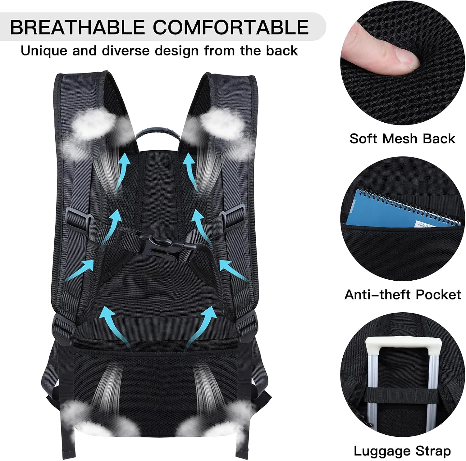 Extra Large Backpack, Travel Backpack, Sturdy TSA Water Resistant 17.3 Inch Backpacks with USB Port, Anti Theft Business Computer Backpacks Gifts for Men Women, Dark Blue