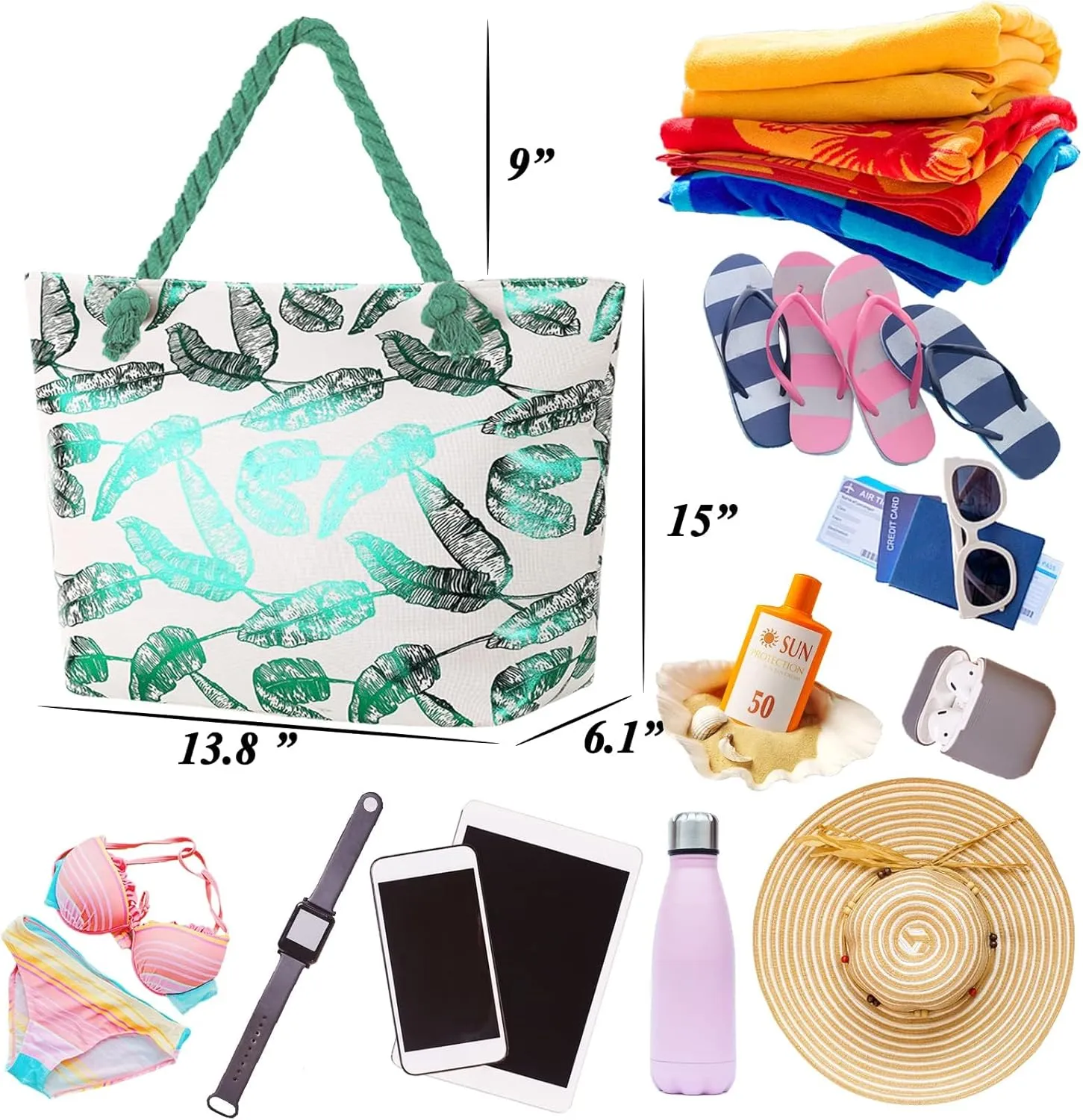 Extra Large Beach Bag Tote Bags Women Oversized XL Waterproof Vacation Canvas Personalized