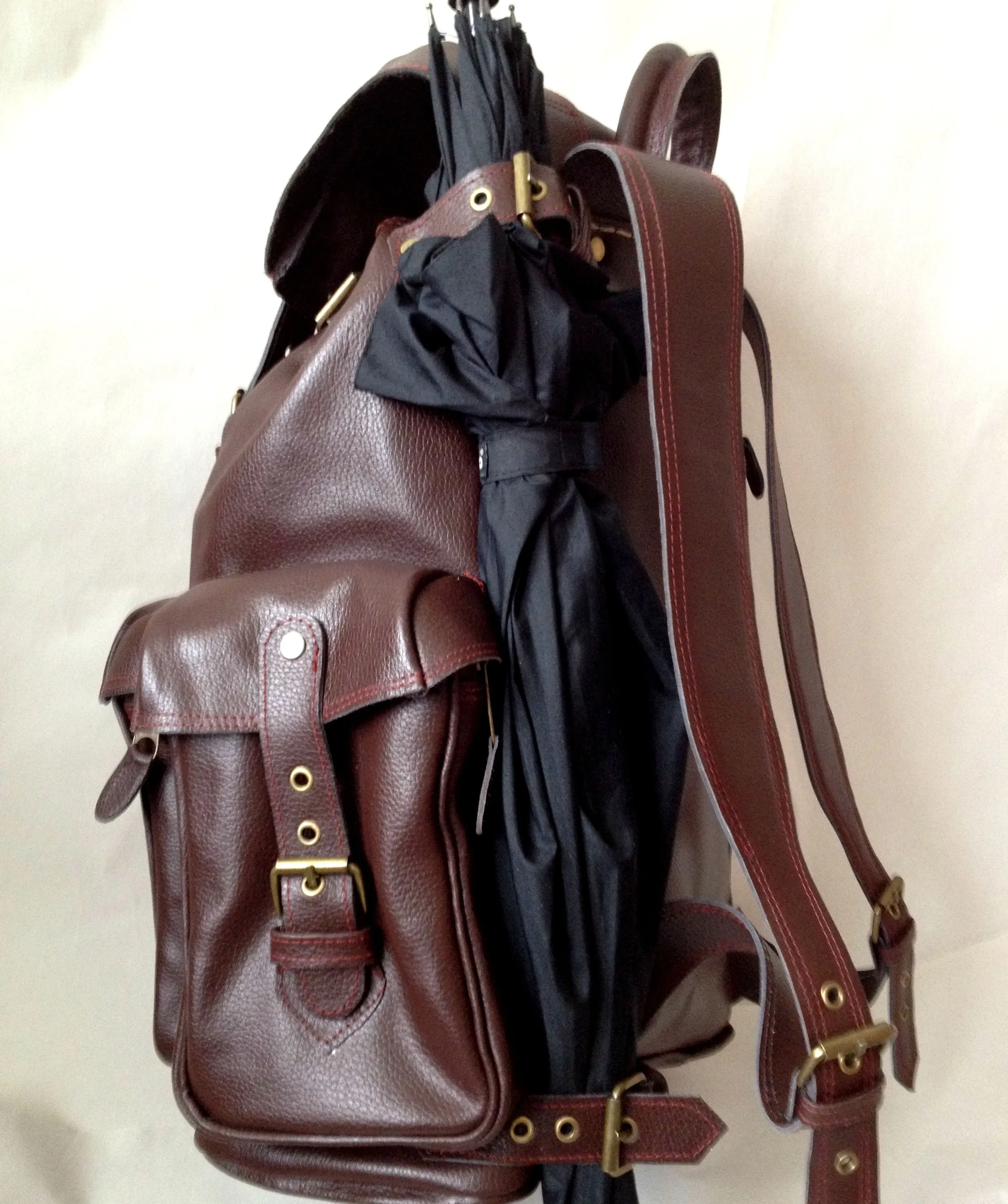 Extra Large Leather Hiking Backpack, 23 Liters Travel Knapsack