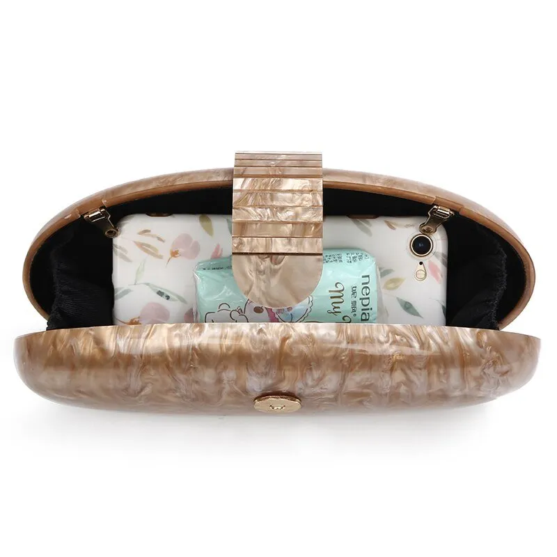 Fashion Acrylic Evening Handbags Egg Shape
