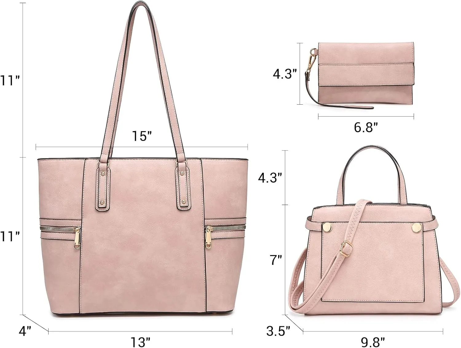 Fashion Handbags and Purses for Women Large Work Tote Bag Top Handle Satchel Shoulder Bag 3pcs Hobo Purse Set