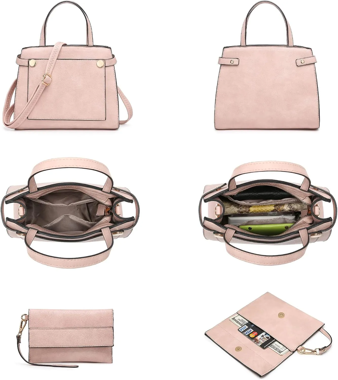 Fashion Handbags and Purses for Women Large Work Tote Bag Top Handle Satchel Shoulder Bag 3pcs Hobo Purse Set