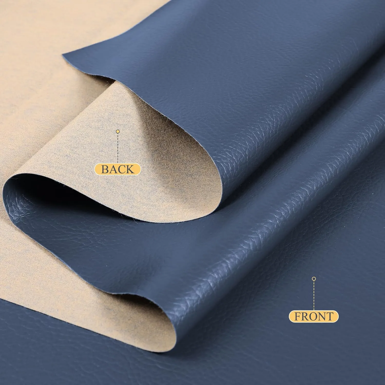 Faux Leather Fabric, 55" Wide Upholstery Fabric by The Yard Marine Vinyl Material Outdoor PU Leather Waterproof Sheets for Crafts Sewings Sofa Wallets Handbag Earrings Bows, 2 Yard Navy Blue