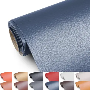 Faux Leather Fabric, 55" Wide Upholstery Fabric by The Yard Marine Vinyl Material Outdoor PU Leather Waterproof Sheets for Crafts Sewings Sofa Wallets Handbag Earrings Bows, 2 Yard Navy Blue