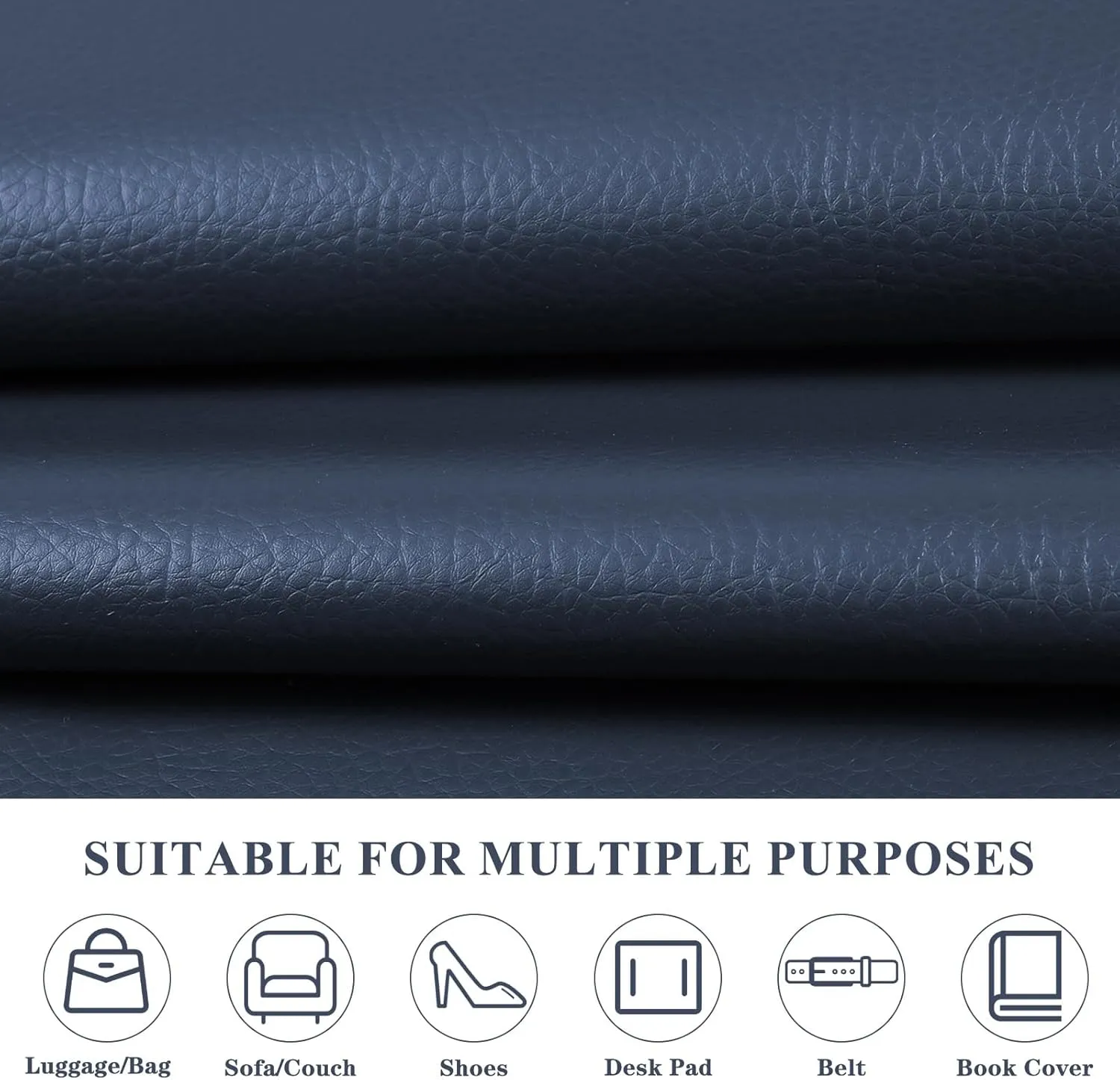 Faux Leather Fabric, 55" Wide Upholstery Fabric by The Yard Marine Vinyl Material Outdoor PU Leather Waterproof Sheets for Crafts Sewings Sofa Wallets Handbag Earrings Bows, 2 Yard Navy Blue