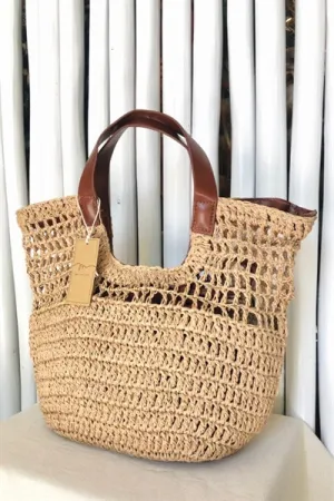 Faux Leather Top Handle Tote Bag