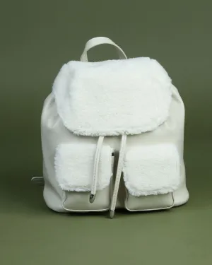 Faux shearling and leather backpack
