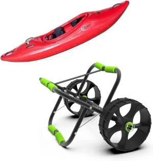 FDB 200LBS Universal Folding Bend Kayak Canoe Boat Carrier Dolly Trailer Tote Trolley Transport Cart Wheel for Carrying Kayaks, Canoes, Paddleboards, Float Mats, Boats Green