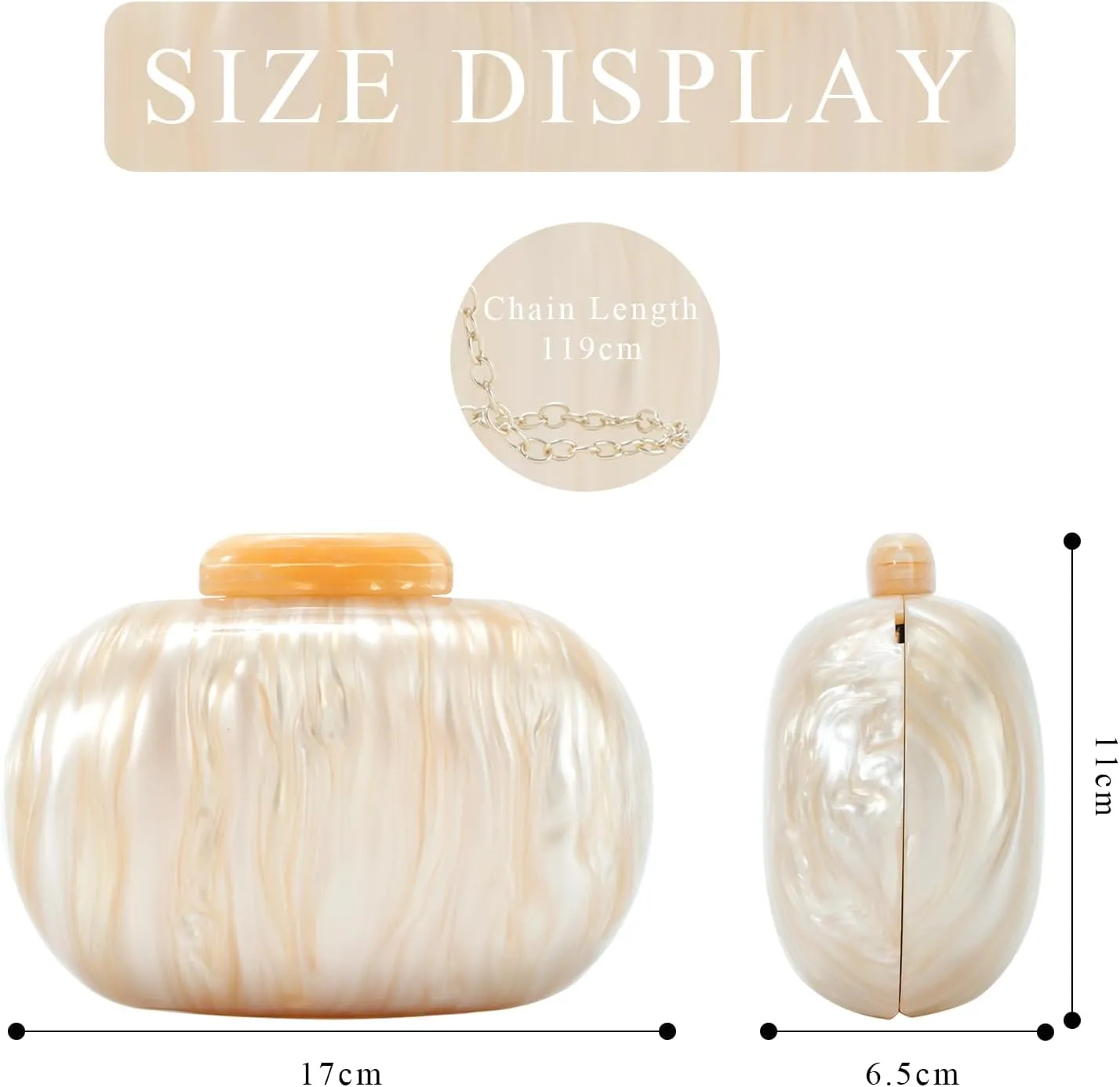 Fecialy Acrylic Clutch Purse for Women Marble Handbags Shell Shape Crossbody Bag Chic Evening Bag for Wedding Party