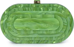 Fecialy Acrylic Evening Clutch Bag for Women Shell Shape Handbags Marbling Purse Formal Party Bridal Wedding Crossbody Bag