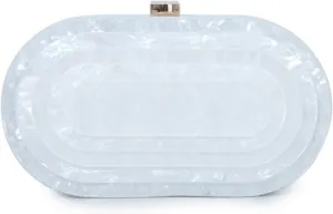Fecialy Acrylic Evening Clutch Bag for Women Shell Shape Handbags Marbling Purse Formal Party Bridal Wedding Crossbody Bag