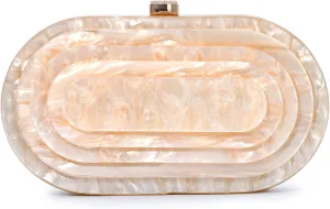 Fecialy Acrylic Evening Clutch Bag for Women Shell Shape Handbags Marbling Purse Formal Party Bridal Wedding Crossbody Bag