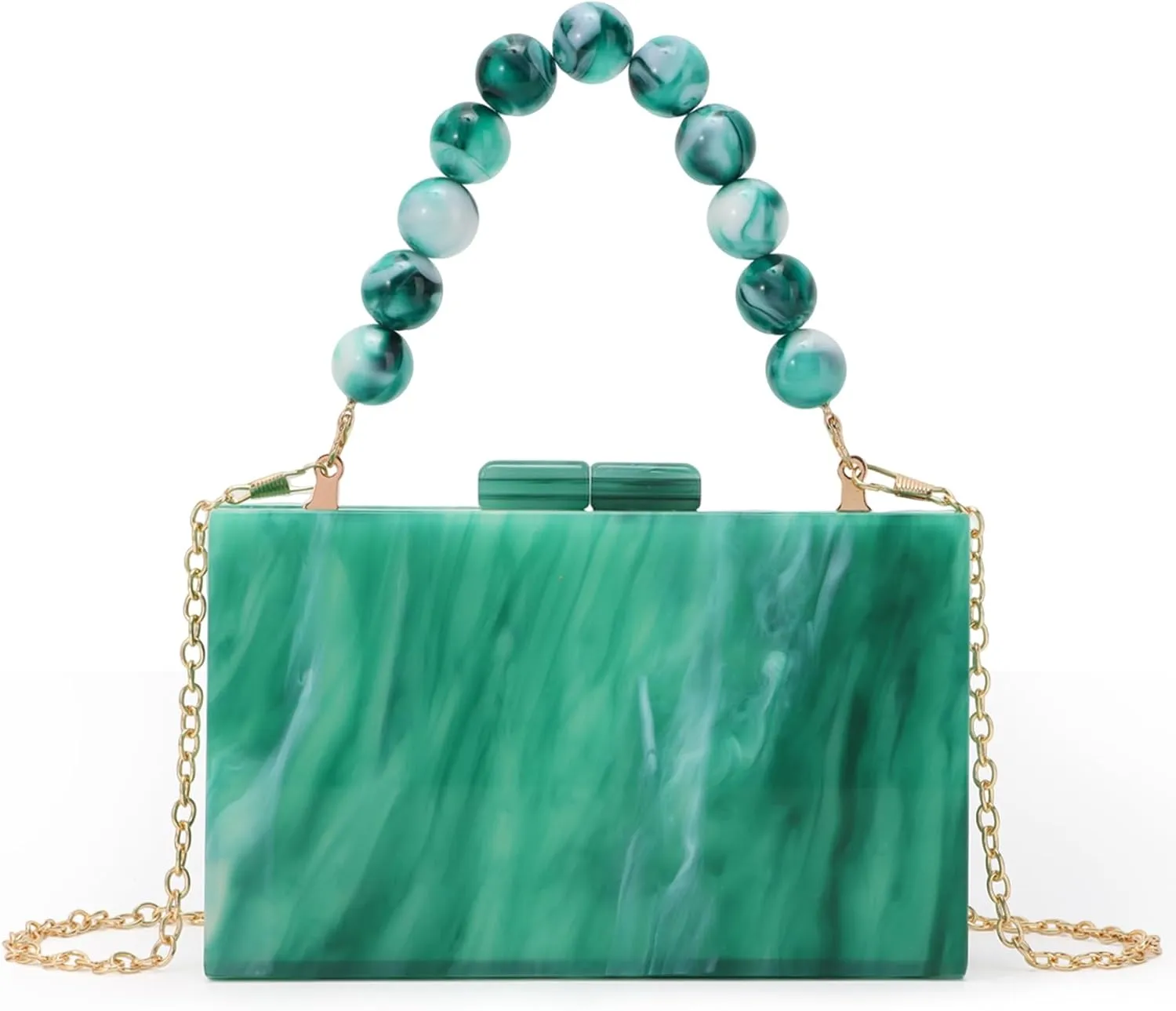 Fecialy Women Acrylic Clutch Purse Beads Evening Handbag Marble Clutch Formal Party Bridal Wedding Crossbody Bag