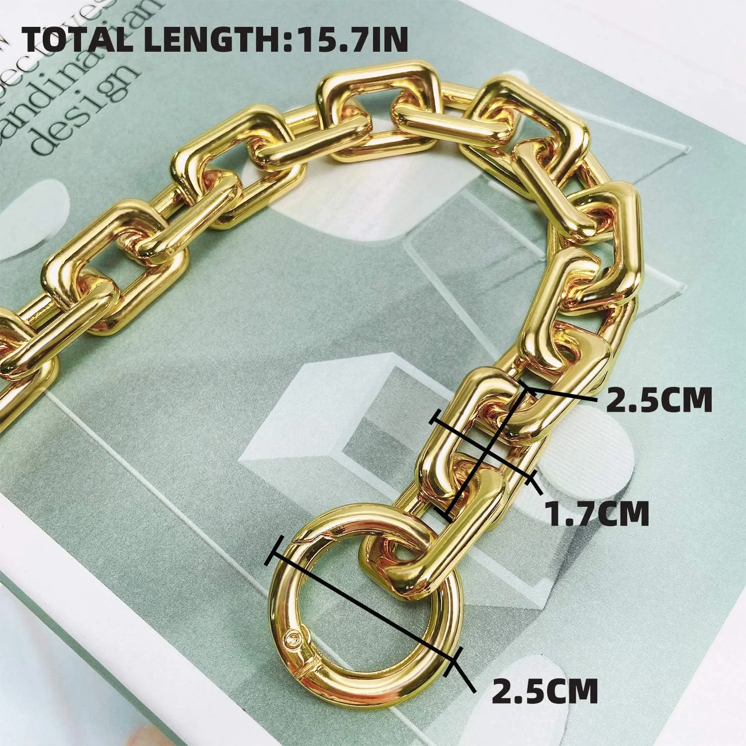Flat Chain Strap Gold Handbag Chains Accessories Purse Clutches Handles Wrist Replacement Straps with Metal Buckles