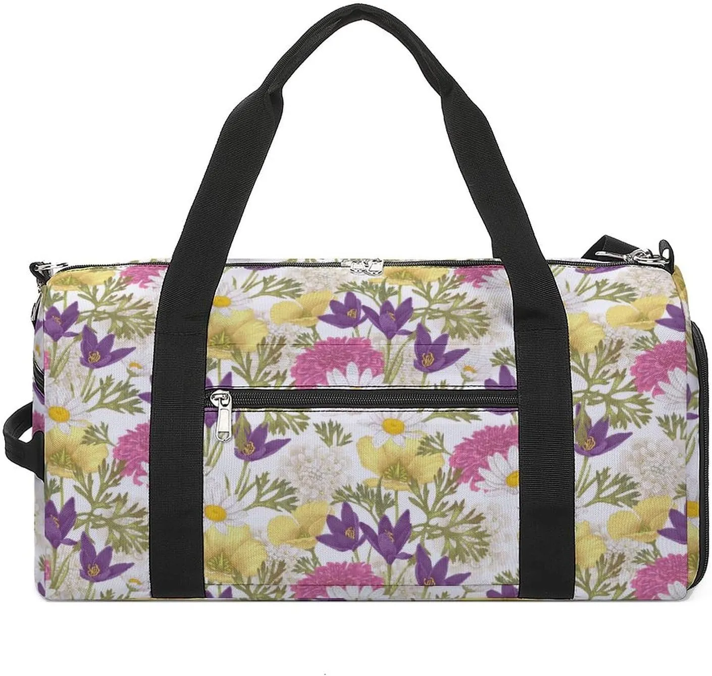 Flora Pattern Sports Tote Gym Bag for Women Men, Overnight Bag with Shoe Compartment Water Resistant