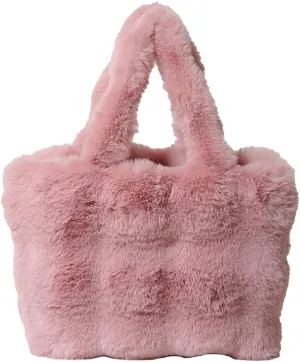 Fluffy Large Tote Bag for Women Soft Fuzzy Handbag Plush Shoulder Bag Faux Fur Bag Furry Top Handle Purse