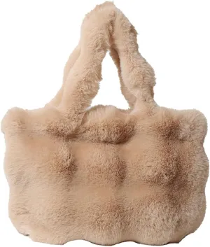 Fluffy Large Tote Bag for Women Soft Fuzzy Handbag Plush Shoulder Bag Faux Fur Bag Furry Top Handle Purse