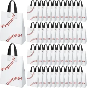 Flutesan 50 Pcs Baseball Party Favor Bags Plastic Baseball Snack Goodie Bags Tote Gift Packaging for Kids Boys Birthday Sports Theme Party Supplies(8 x 10 Inch)