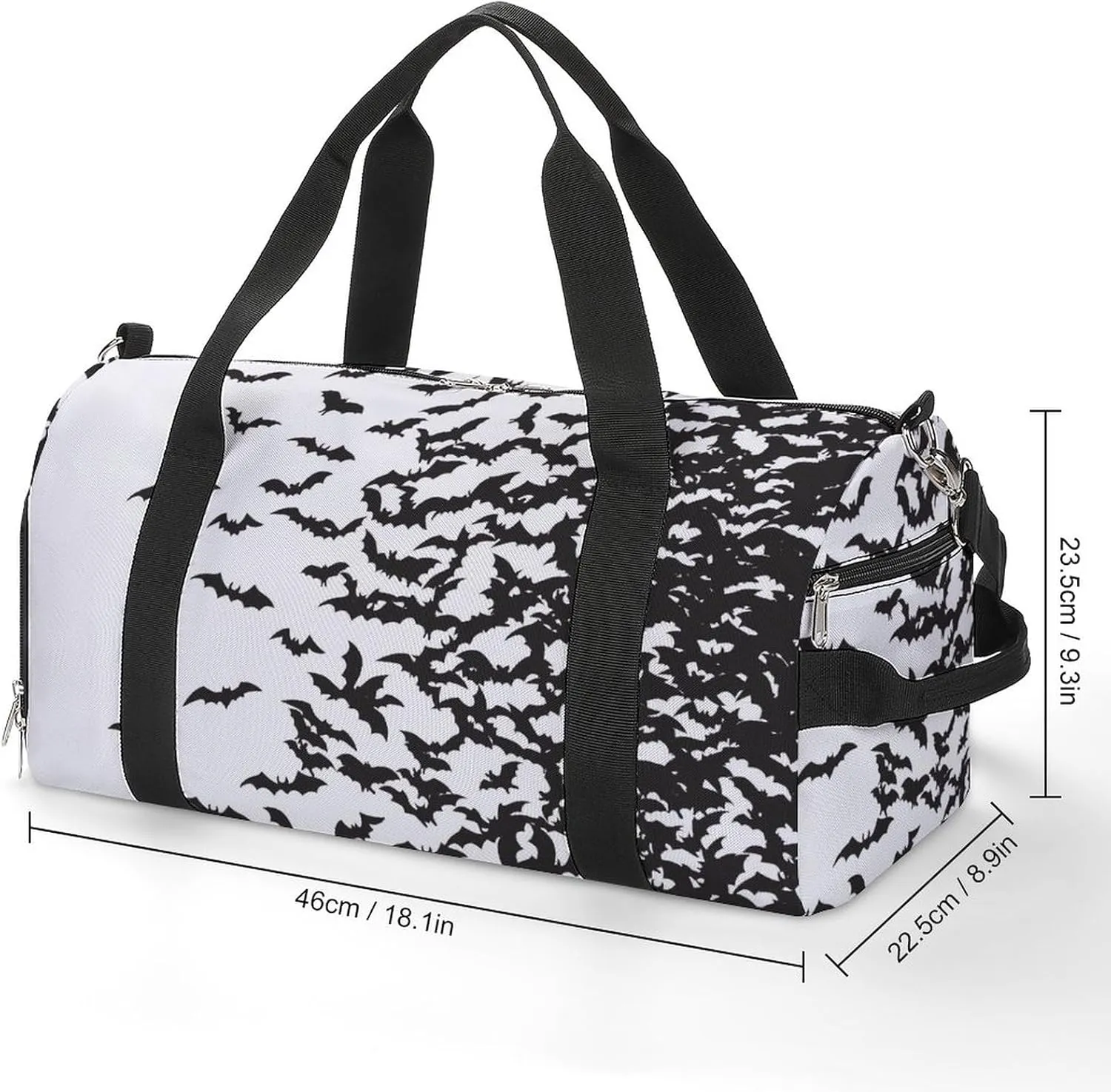 Flying-bats-flock Pattern Sports Tote Gym Bag for Women Men, Overnight Bag with Shoe Compartment Water Resistant