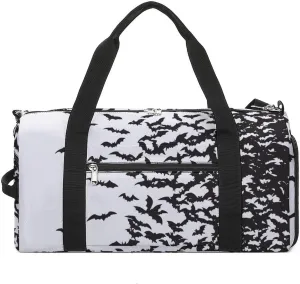 Flying-bats-flock Pattern Sports Tote Gym Bag for Women Men, Overnight Bag with Shoe Compartment Water Resistant