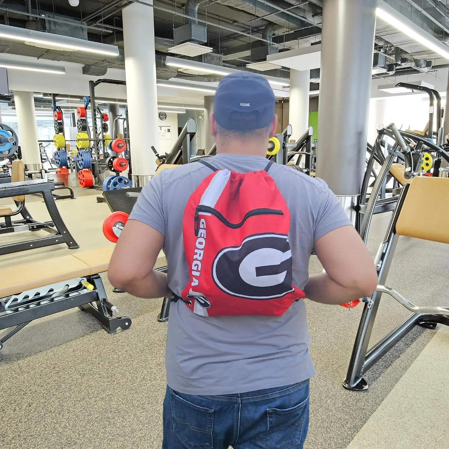 FOCO University of Georgia Big Logo Drawstring Backpack with Zippered Pocket – Limited Edition Bulldog Bag – NCAA Gear for the SEC – Show Your Spirit with Officially Licensed UGA Fan Gear