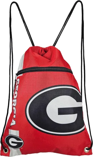 FOCO University of Georgia Big Logo Drawstring Backpack with Zippered Pocket – Limited Edition Bulldog Bag – NCAA Gear for the SEC – Show Your Spirit with Officially Licensed UGA Fan Gear