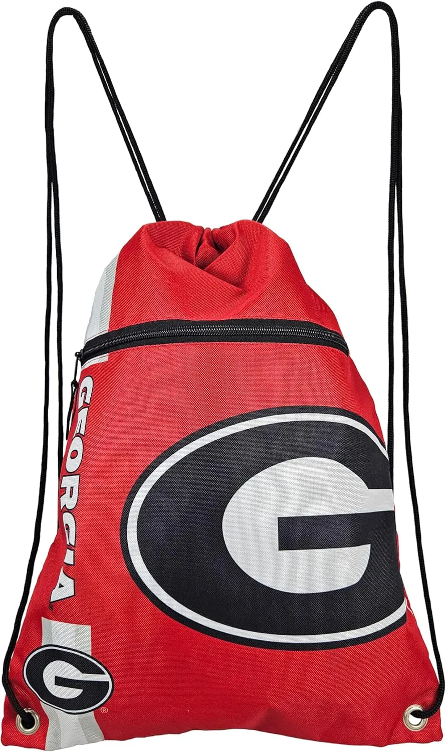 FOCO University of Georgia Big Logo Drawstring Backpack with Zippered Pocket – Limited Edition Bulldog Bag – NCAA Gear for the SEC – Show Your Spirit with Officially Licensed UGA Fan Gear