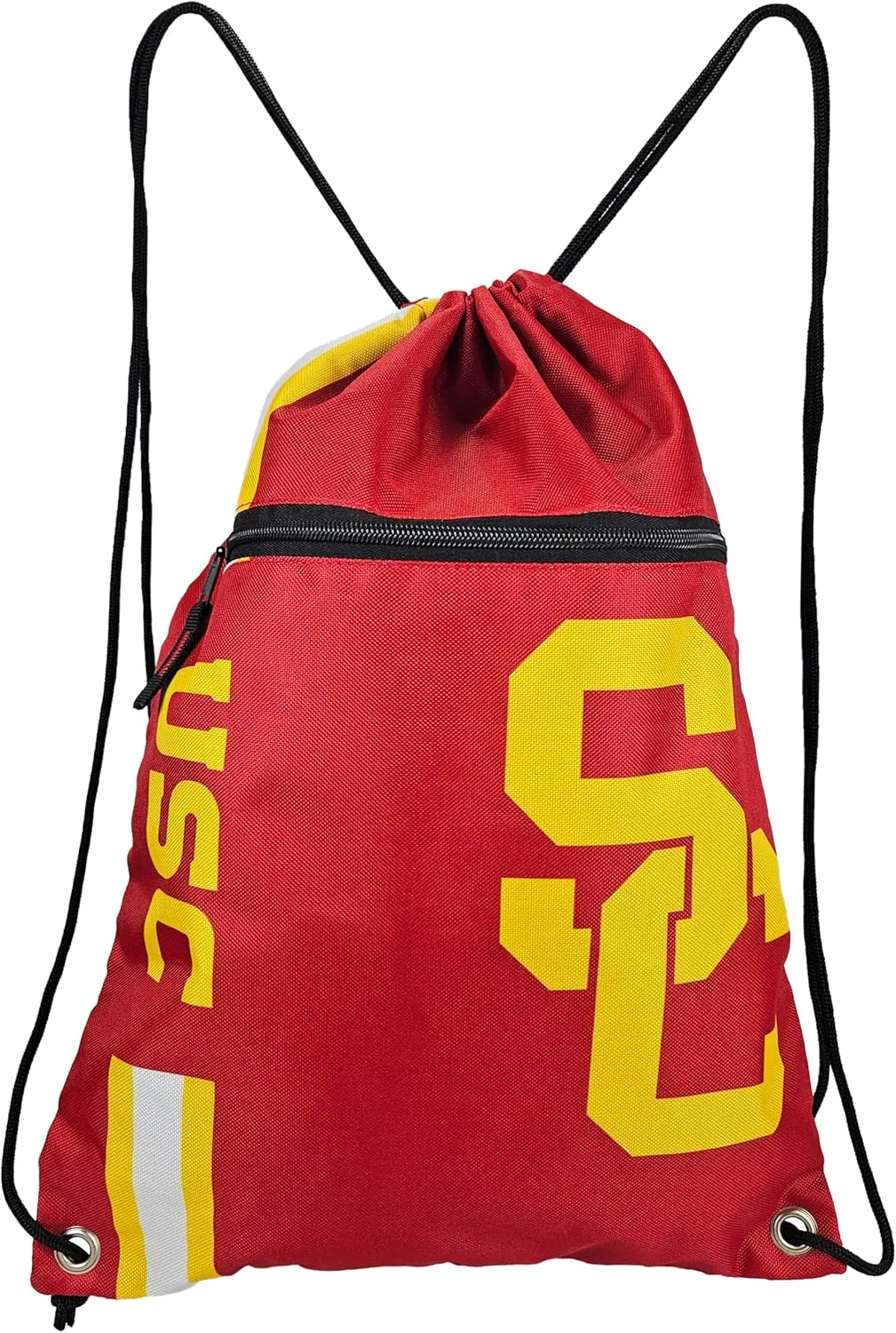 FOCO USC Big Logo Drawstring Backpack with Zippered Pocket – Limited Edition Trojan Bag – NCAA Gear for the Big 10– Show Your Spirit with Officially Licensed University of Southern Cal Fan Gear