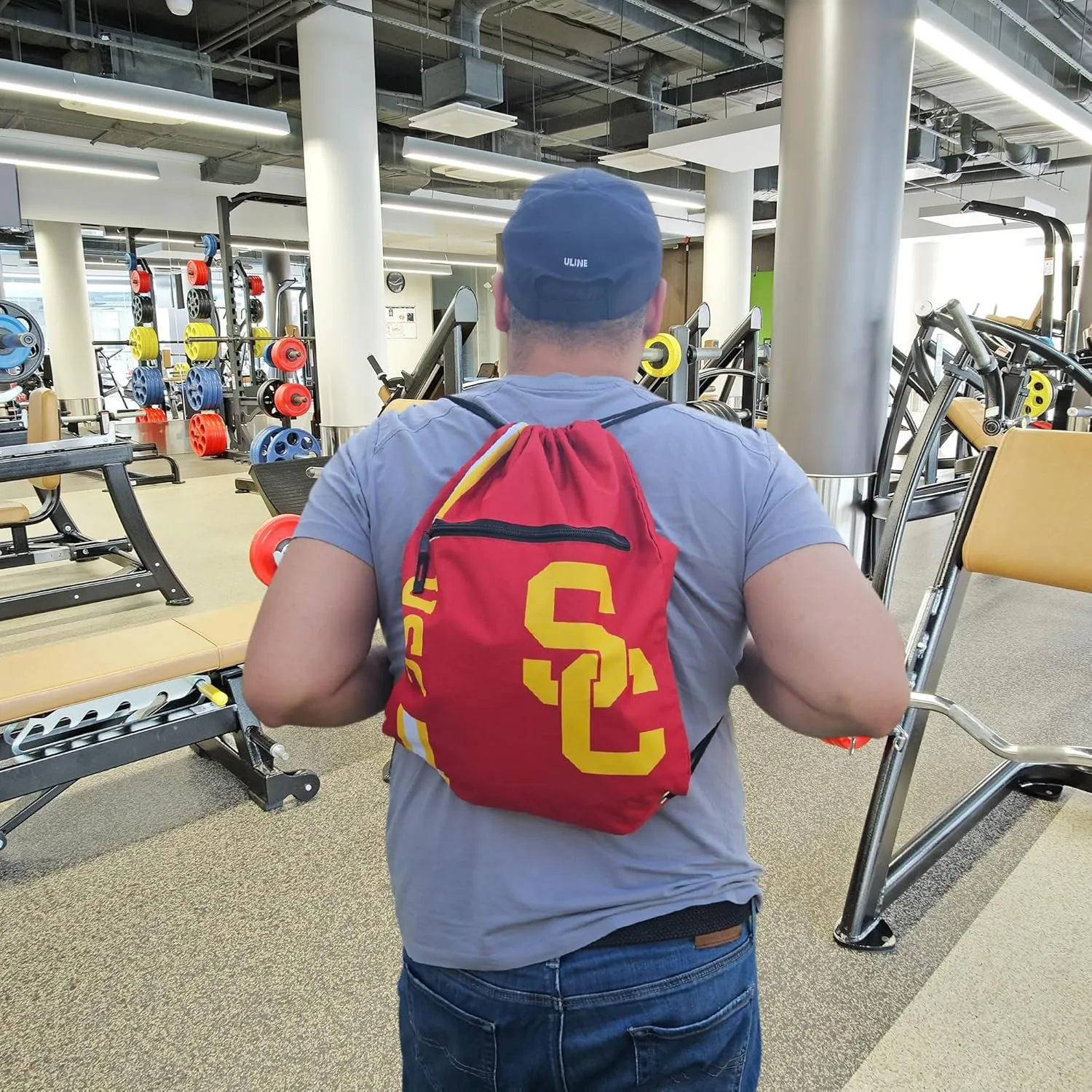 FOCO USC Big Logo Drawstring Backpack with Zippered Pocket – Limited Edition Trojan Bag – NCAA Gear for the Big 10– Show Your Spirit with Officially Licensed University of Southern Cal Fan Gear