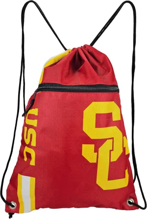 FOCO USC Big Logo Drawstring Backpack with Zippered Pocket – Limited Edition Trojan Bag – NCAA Gear for the Big 10– Show Your Spirit with Officially Licensed University of Southern Cal Fan Gear