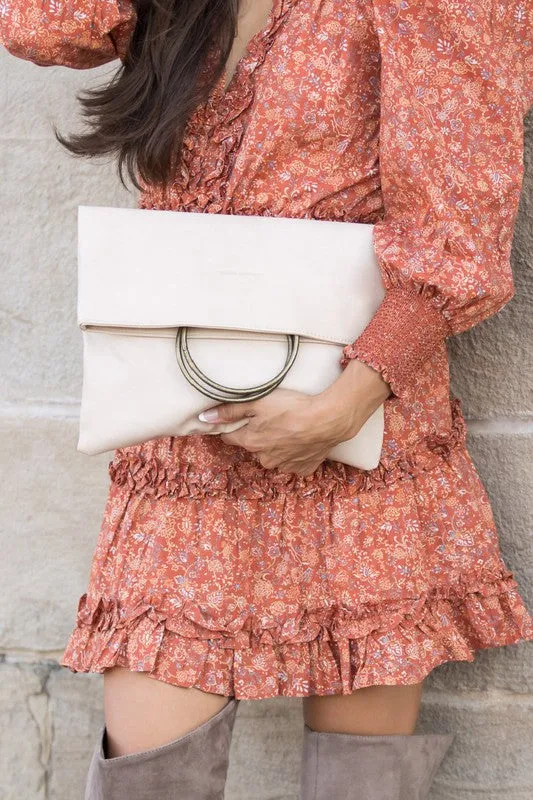 Fold-over Metal O Clutch in 6 Colors
