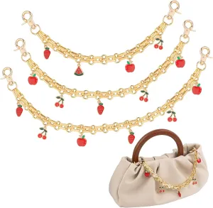 Framendino, 3 Pack Gold Bag Chain Straps Metal Fruit Decorative Purse Chain for Shoulder Bags Cross Body Handle Bag