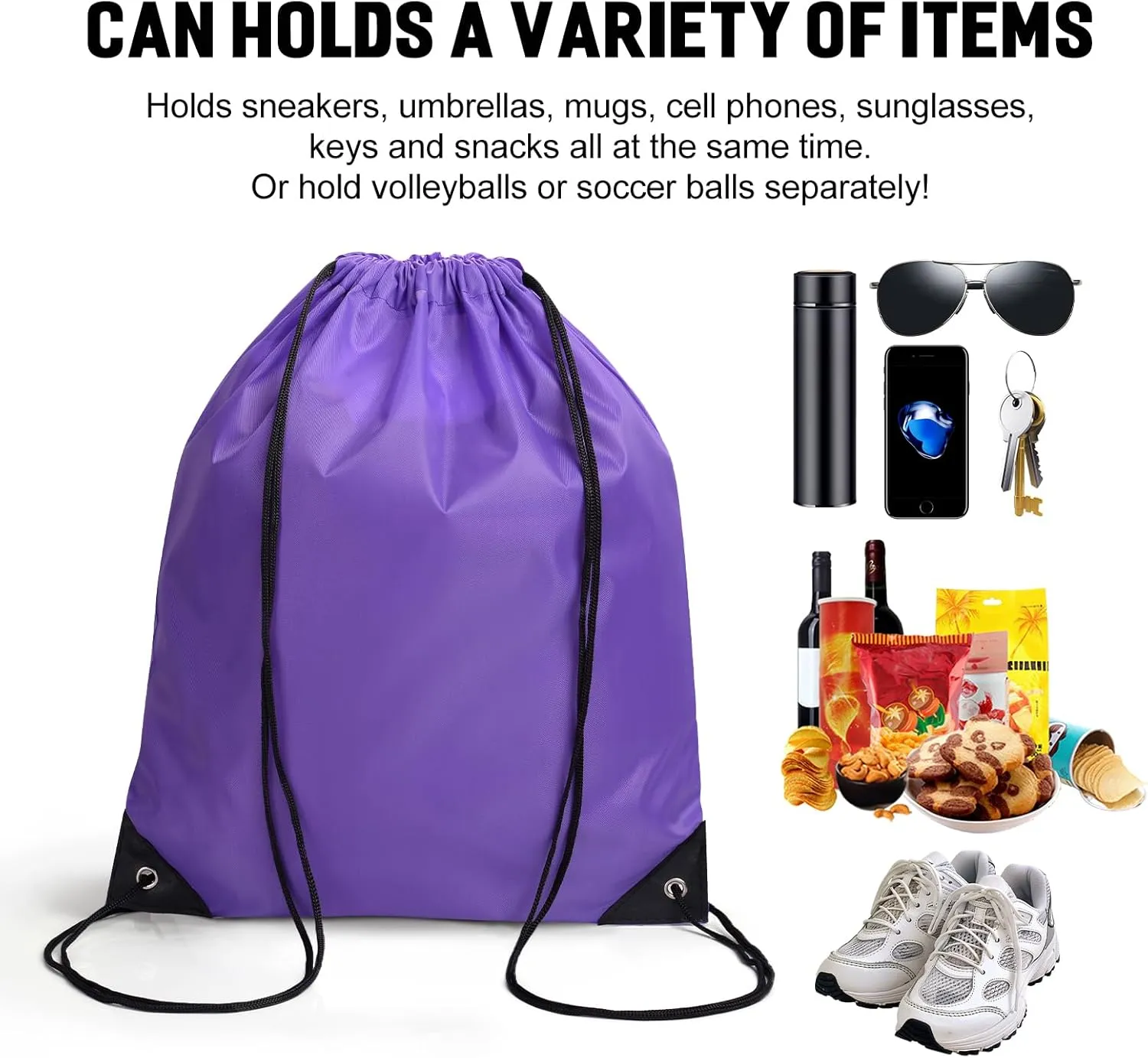 Fyore Custom Drawstring Backpacks, Bulk Personalized Drawstring Sports Bags with Your Initials Name for Gym Beach Climb Trips Party Events- 13.4x17Inch,12 Colors