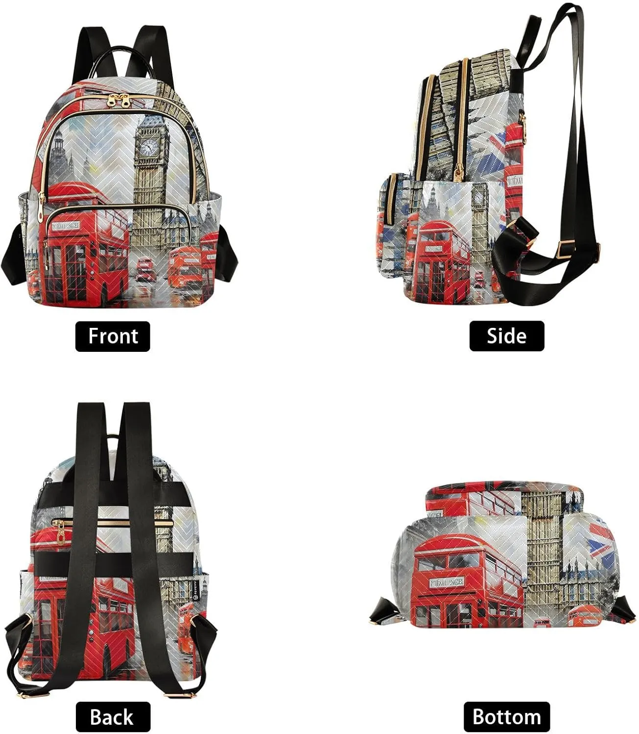 GAIGEO London Red Bus With Big Ben Girl Fashion Backpack, Women Backpack for Travel, Womens Anti Theft Backpack, S