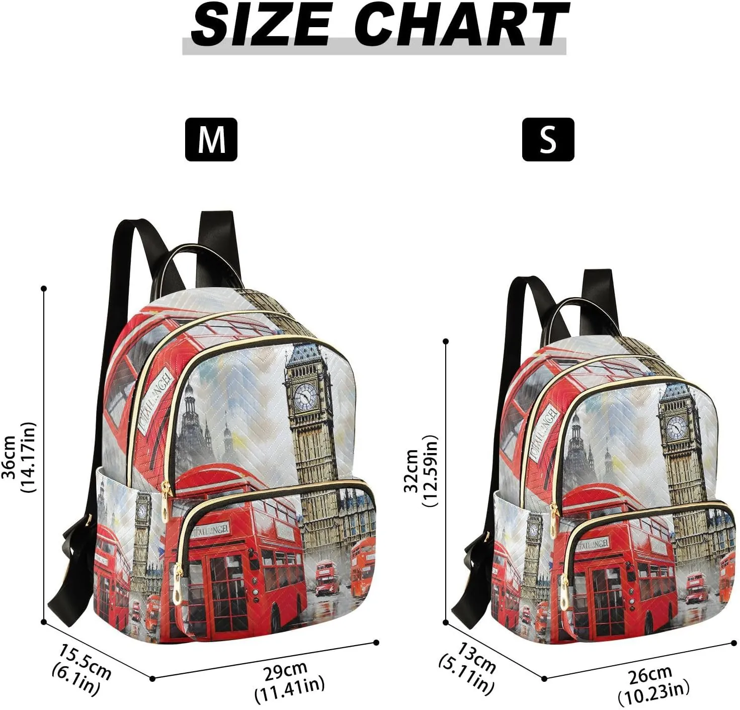 GAIGEO London Red Bus With Big Ben Girl Fashion Backpack, Women Backpack for Travel, Womens Anti Theft Backpack, S