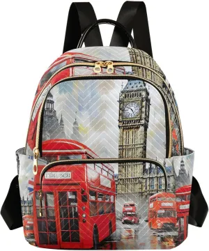 GAIGEO London Red Bus With Big Ben Girl Fashion Backpack, Women Backpack for Travel, Womens Anti Theft Backpack, S