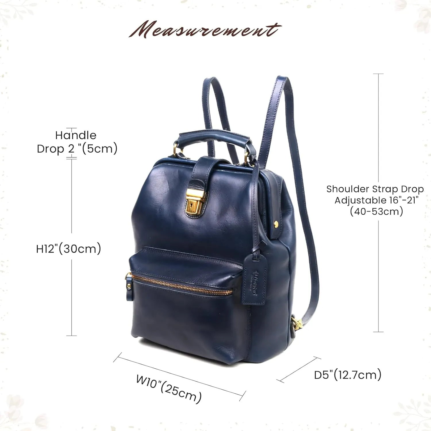 Genuine Leather Backpack Purse for Women Casual Daypack Small Business Casual Fashion Backpack for Women(Navy)
