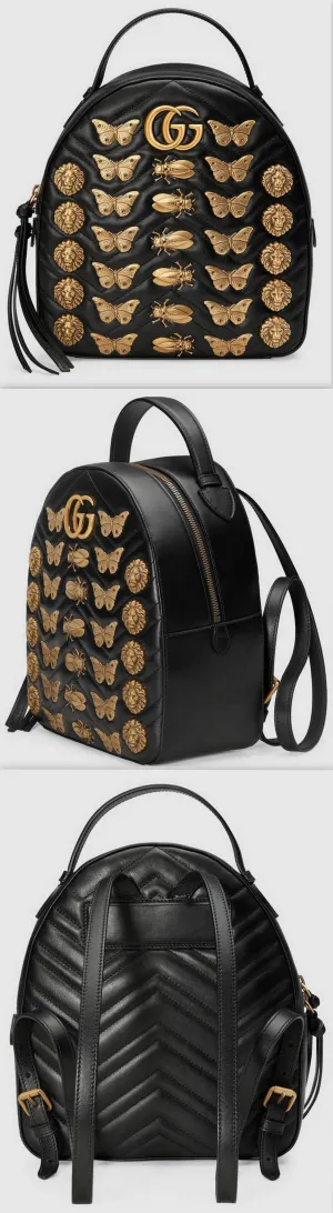 GG Marmont Animal Studs Leather Backpack