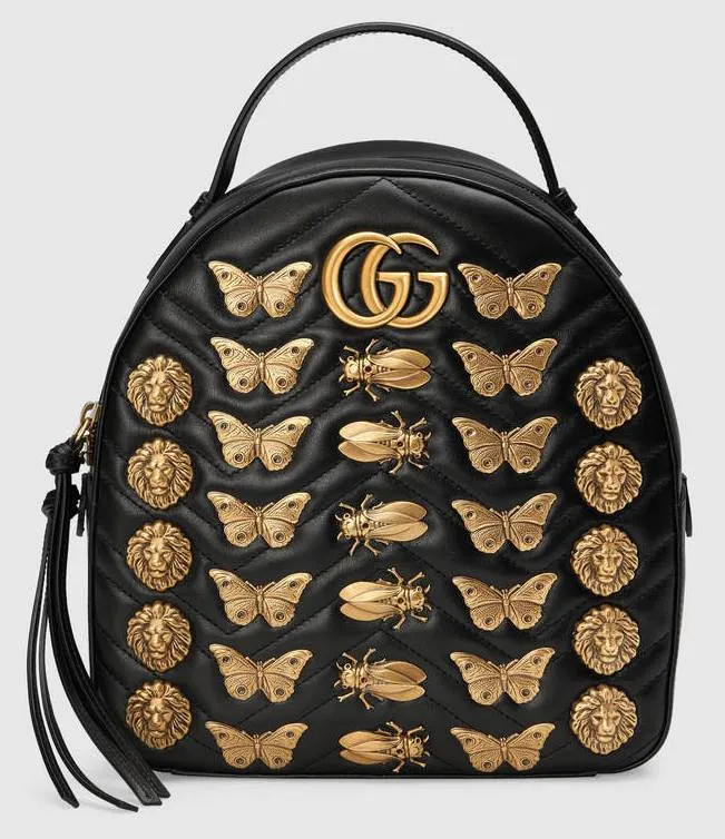 GG Marmont Animal Studs Leather Backpack