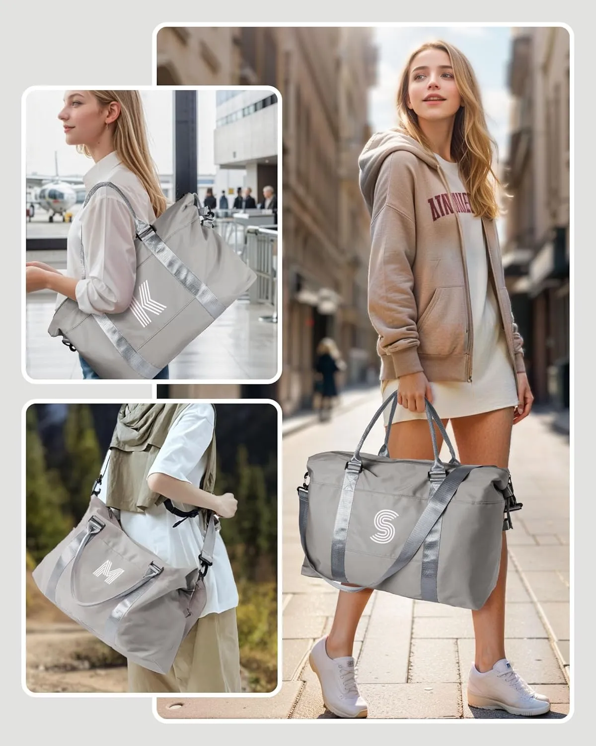 Gifts for 11 12 13 14 15 16 17 18 Year Old Girls, Initial Travel Duffel Bag, Kids Easter Gift, Personalized Weekender Bag, Monogram Overnight Bag, Gift for Friend Sister (Letter K)