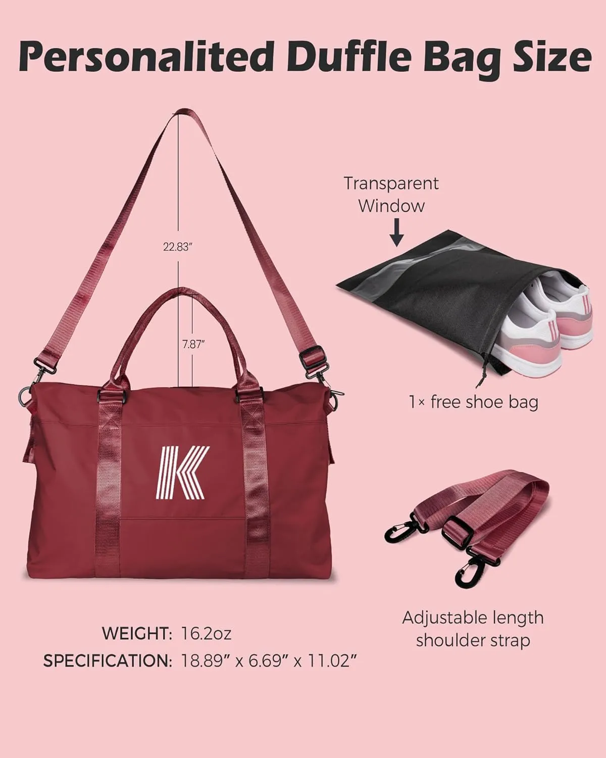 Gifts for Sister, Initial Travel Duffel Bag, Sports Bag, Personalized Weekender Bag with Shoulder Strap, Monogram Overnight Bag, Gift for Friend Sister Women Gifts (Letter Y)