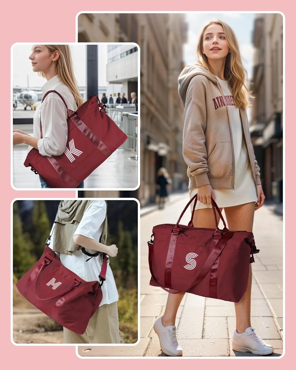 Gifts for Sister, Initial Travel Duffel Bag, Sports Bag, Personalized Weekender Bag with Shoulder Strap, Monogram Overnight Bag, Gift for Friend Sister Women Gifts (Letter Y)